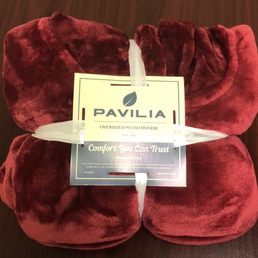 Red Plush Hooded Blanket